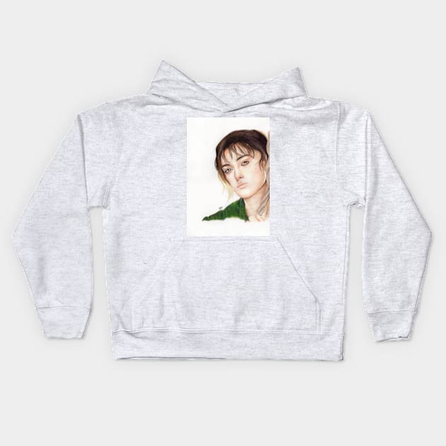 Elizabeth Bennet in coloured pencil Kids Hoodie by DustNox